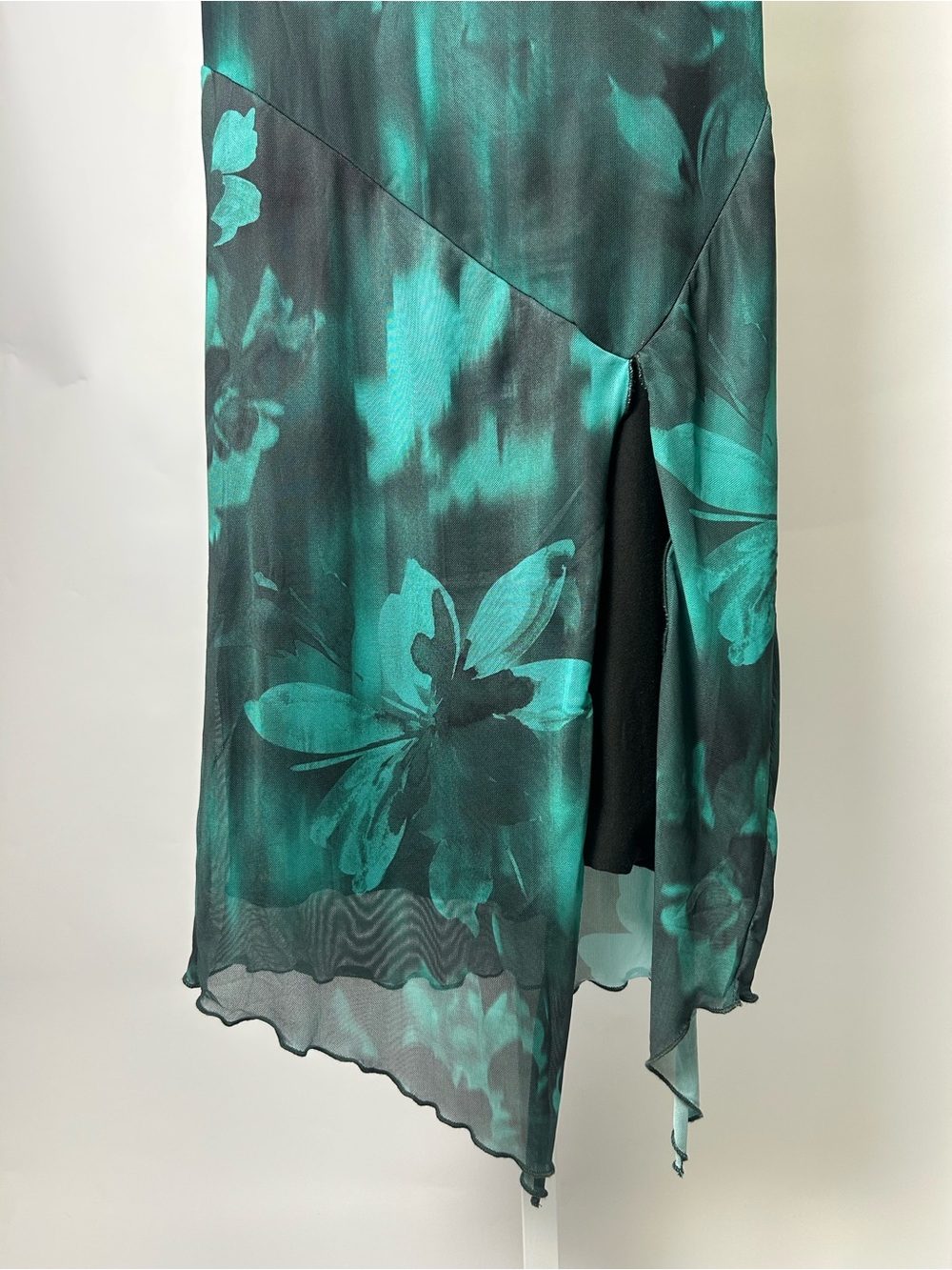 Strapless Floral Maxi Dress in Teal and Black - Picture 6 of 15